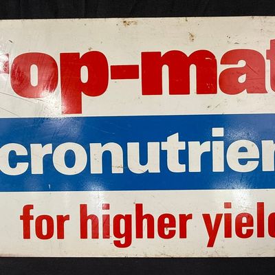 Sale Photo Thumbnail #135: Crop-Mate Micronutrients Higher Yields Amoco SST Metal Sign