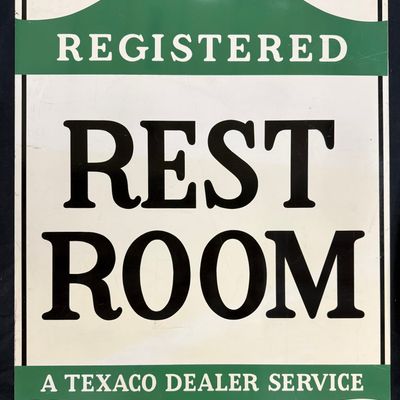 Sale Photo Thumbnail #282: Texaco Rest Room Dealer Service DST Painted Hanging Sign