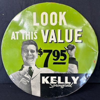 Sale Photo Thumbnail #92: Kelly Springfield 50s SST Painted Metal Tire Insert Sign