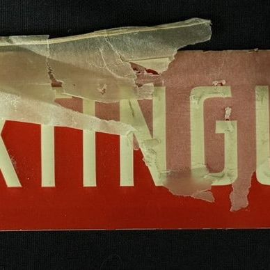 Sale Photo Thumbnail #458: Fire Extinguisher Tin Embossed NOS Arrow SST Strip Sign