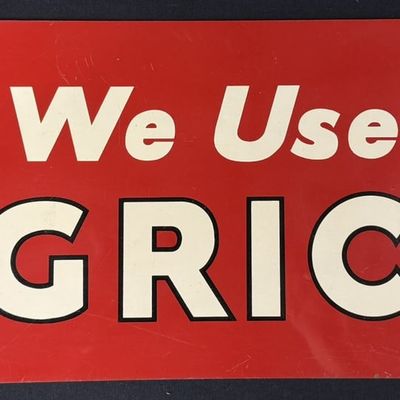 Sale Photo Thumbnail #331: We Use Agrico SST Tin Painted Metal Farm Advertising Sign