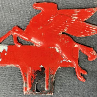 Sale Photo Thumbnail #247: Drive Safely Embossed Mobil Pegasus License Plate Topper Sign