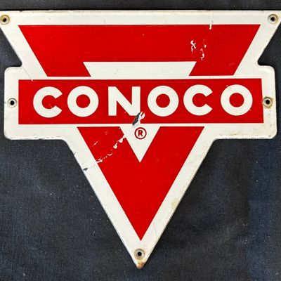 Sale Photo Thumbnail #13: Conoco Gasoline Porcelain Pump Plate Advertising Sign