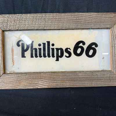 Sale Photo Thumbnail #151: Phillips 66 Wood Framed Gas Pump Advertising Glass