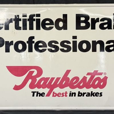 Sale Photo Thumbnail #201: Raybestos Brakes Certified Brake Professional SST Tin Sign