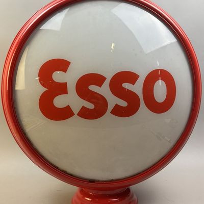 Sale Photo Thumbnail #283: Esso 16.5" Gas Pump Red Repainted Metal Globe