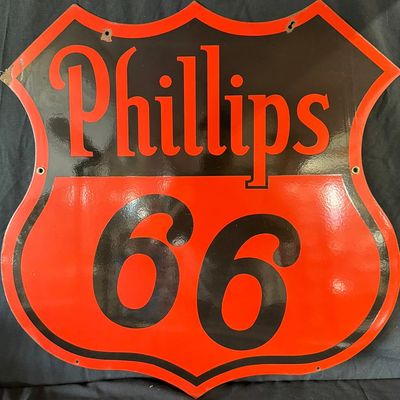 Sale Photo Thumbnail #181: Phillips 66 DSP 30" Porcelain Curbside Gas Station Sign