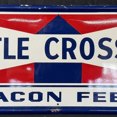 Sale Photo Thumbnail #340: Beacon Feeds Cattle Crossing SST Tin Metal Farm Sign