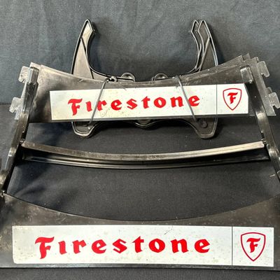 Sale Photo Thumbnail #48: Pair Firestone Plastic Original Store Display Tire Racks NOS