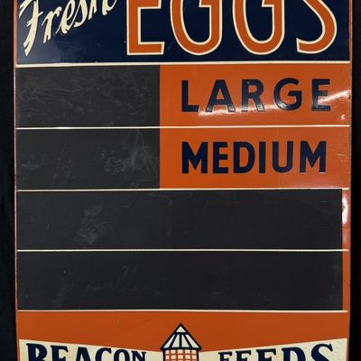 Sale Photo Thumbnail #392: Fresh Eggs Beacon Feeds SST Painted Metal Chalkboard Sign