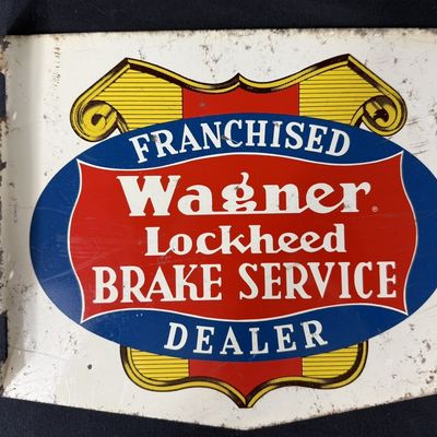 Sale Photo Thumbnail #219: Wagner Lockheed Brake Service DST Painted Metal Flange Sign