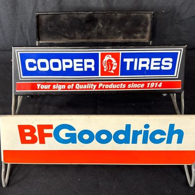 Sale Photo Thumbnail #105: BF Goodrich & Cooper Tires Pair Painted Metal Tire Racks