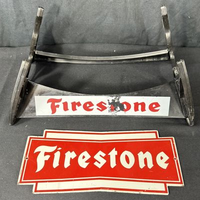 Sale Photo Thumbnail #238: Pair Firestone Gas Service Station Plastic & Metal Tire Rack