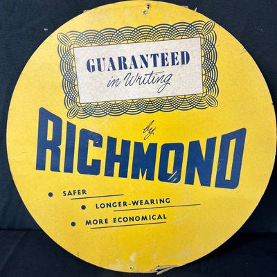 Sale Photo Thumbnail #93: Richmond Tire 40s Cardboard Service Station Tire Insert Sign