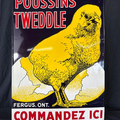 Sale Photo Thumbnail #502: Poussin's Tweddle SST Embossed Chick Farm Advertising Sign