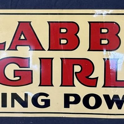Sale Photo Thumbnail #471: Clabber Girl Baking Poweder DST Tin Metal Advertising Sign