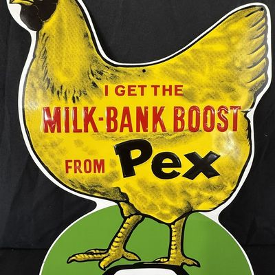 Sale Photo Thumbnail #476: Kraft Milk-Bank Boost From Pex SST Diecut Tin Embossed Sign