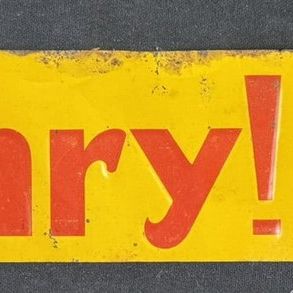 Sale Photo Thumbnail #312: Oh Henry 5 Cents Double Dip't SST Embossed Metal Strip Sign