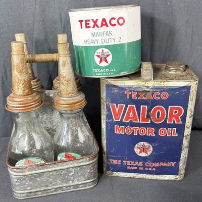Sale Photo Thumbnail #251: Texaco Lot 5Lb Marfak 2 Gallon Can 4 Sky Chief Quart Bottles