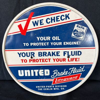 Sale Photo Thumbnail #75: We Check Your Brake Fluid NAPA SST Painted Metal Rack Sign