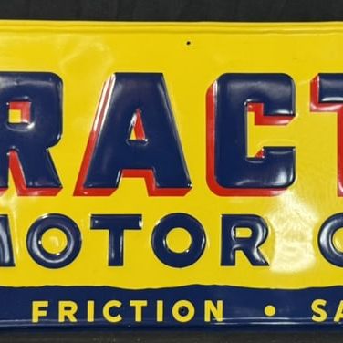 Sale Photo Thumbnail #291: NOS Tracto Motor Oil SST Tin Embossed Gas Station Sign