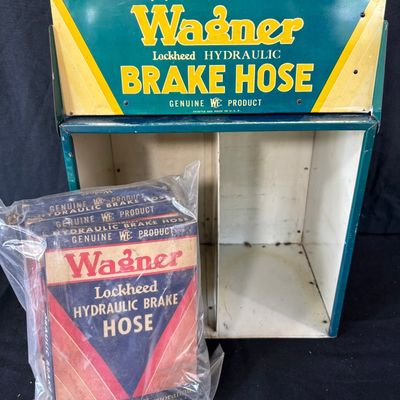 Sale Photo Thumbnail #80: Wagner Hydraulic Brake Hose Tin Litho Display 4 NOS Hoses
