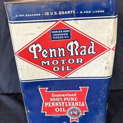Sale Photo Thumbnail #6: Penn-Rad Motor Oil 2 Imperial Gallons Quart Metal Can