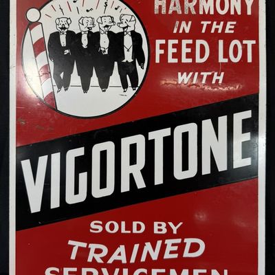 Sale Photo Thumbnail #338: Vigortone Harmony In The Feed Lot SST Painted Metal Pig Sign