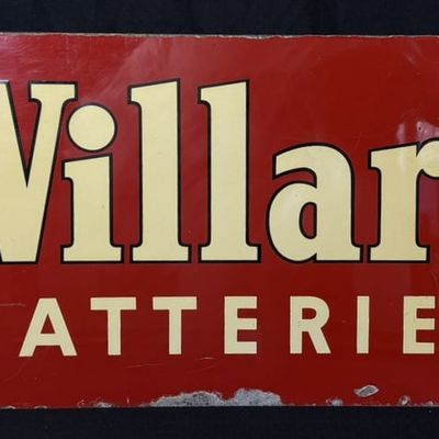 Sale Photo Thumbnail #259: 1950 Willard Batteries DST Painted Metal Advertising Sign