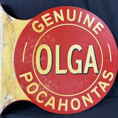 Sale Photo Thumbnail #364: Genuine OLGA Pocahontas DST Painted Flange Advertising Sign