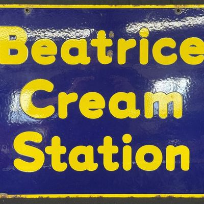 Sale Photo Thumbnail #419: Beatrice Cream Station Porcelain Hanging Advertising Sign