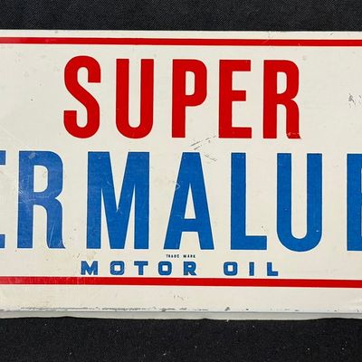 Sale Photo Thumbnail #165: Super Permalube Motor Oil SST Store Display Rack Topper Sign