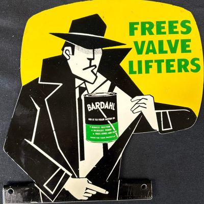 Sale Photo Thumbnail #32: Bardahl "Frees Valve Lifters" w Logo Metal Rack Topper Sign