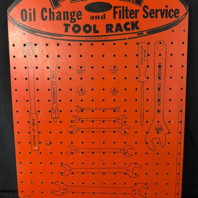 Sale Photo Thumbnail #141: Fram Oil Change Filter Service Tool Rack Masonite Sign