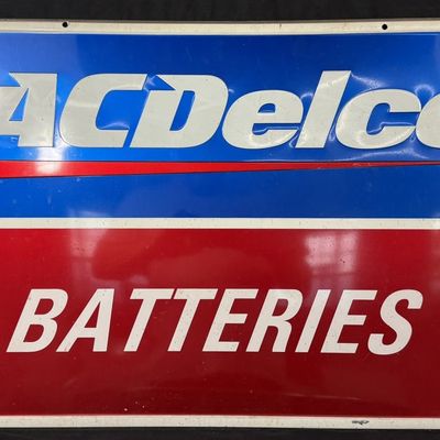 Sale Photo Thumbnail #203: AC Delco Batteries SST Self Framed Embossed Advertising Sign