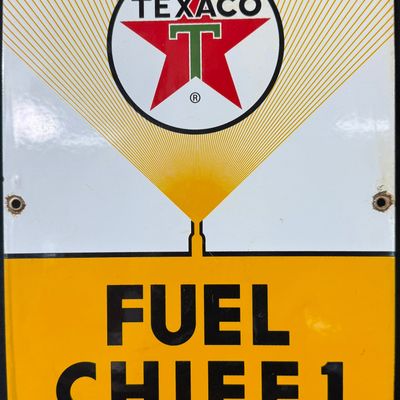 Sale Photo Thumbnail #126: Texaco Fuel Chief 1 Diesel Fuel Yellow Porcelain Pump Sign