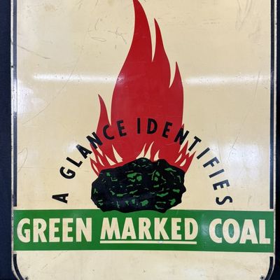 Sale Photo Thumbnail #358: Green Marked Coal A Glance Identifies DST Painted Metal Sign