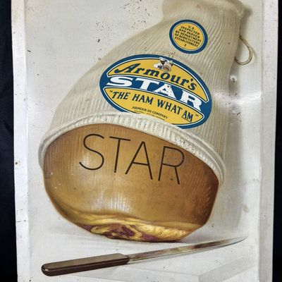 Sale Photo Thumbnail #516: Armour's Star The Ham What Am TOC Tin Cardboard Sign
