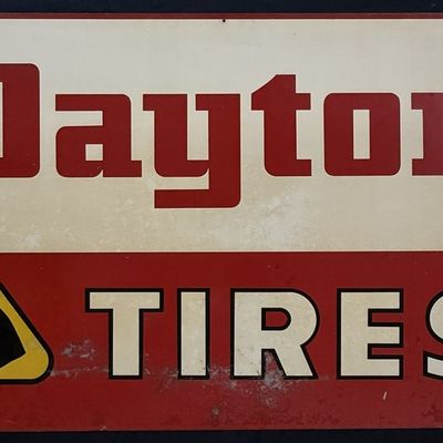 Sale Photo Thumbnail #296: Dayton Tires SST Tin Metal Service Station Sign w/ Horse