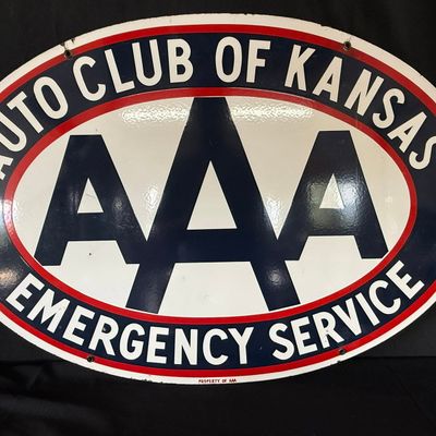 Sale Photo Thumbnail #131: AAA Auto Club Of Kansas Emergency Service DSP Porcelain Sign