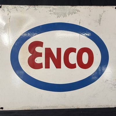 Sale Photo Thumbnail #216: ENCO Double Sided Porcelain 3' Gas Service Station Sign