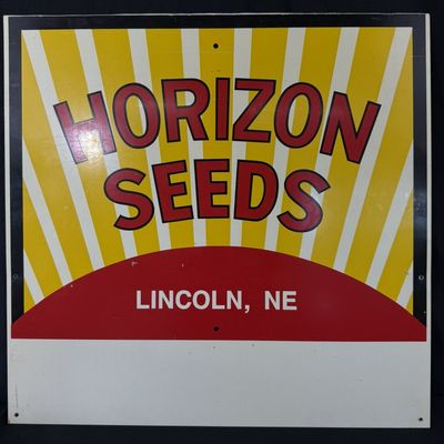 Sale Photo Thumbnail #442: Horizon Seeds Lincoln Nebraska SST Tin Advertising Farm Sign