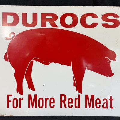 Sale Photo Thumbnail #374: Durocs For More Red Meat SST Painted Metal Farm Sign
