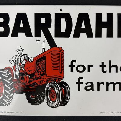 Sale Photo Thumbnail #230: Bardahl For The Farm SST Painted Metal Rack Topper Sign