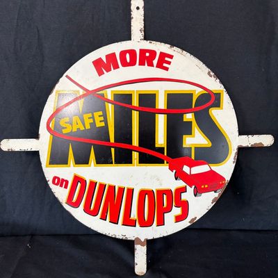 Sale Photo Thumbnail #77: More Safe Miles On Dunlops Painted Metal Tire Insert Sign