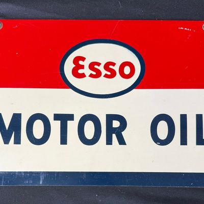 Sale Photo Thumbnail #157: ESSO Motor Oil DST Hanging Painted Service Station Sign