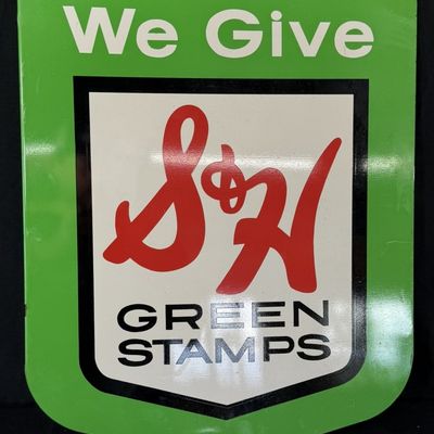 Sale Photo Thumbnail #327: We Give S&H Green Stamps DST Painted Metal Flange Sign