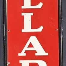 Sale Photo Thumbnail #190: Willard Batteries SST Embossed Painted Metal Vertical Sign