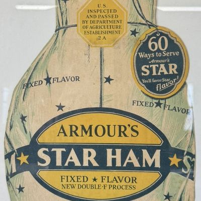 Sale Photo Thumbnail #508: Armour's Star Ham Diecut 20s Cardboard Ham Advertising Sign