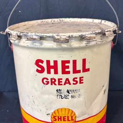 Sale Photo Thumbnail #20: Shell Alvania Grease Original 35 Lb 1930s Metal Grease Can